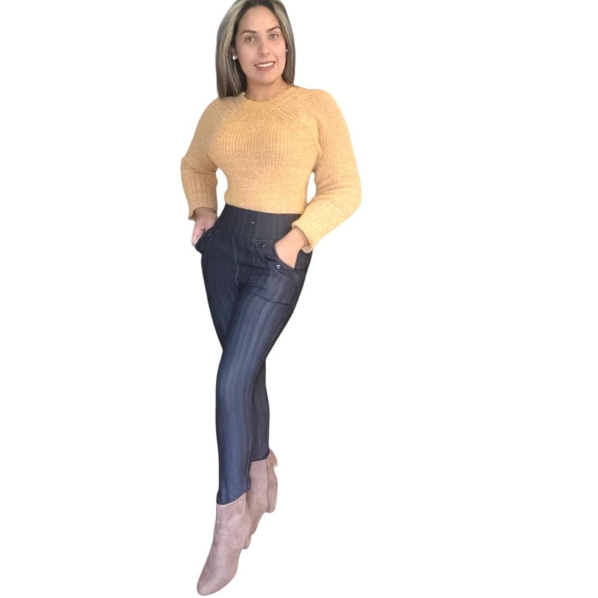 AGW - Pack 3 Calzas Mujer Tipo Jeans Polar