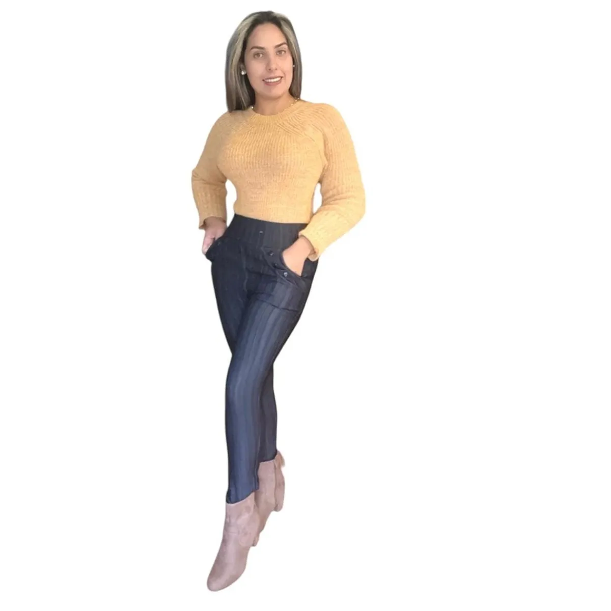 AGW - Pack 3 Calzas Mujer Tipo Jeans Polar