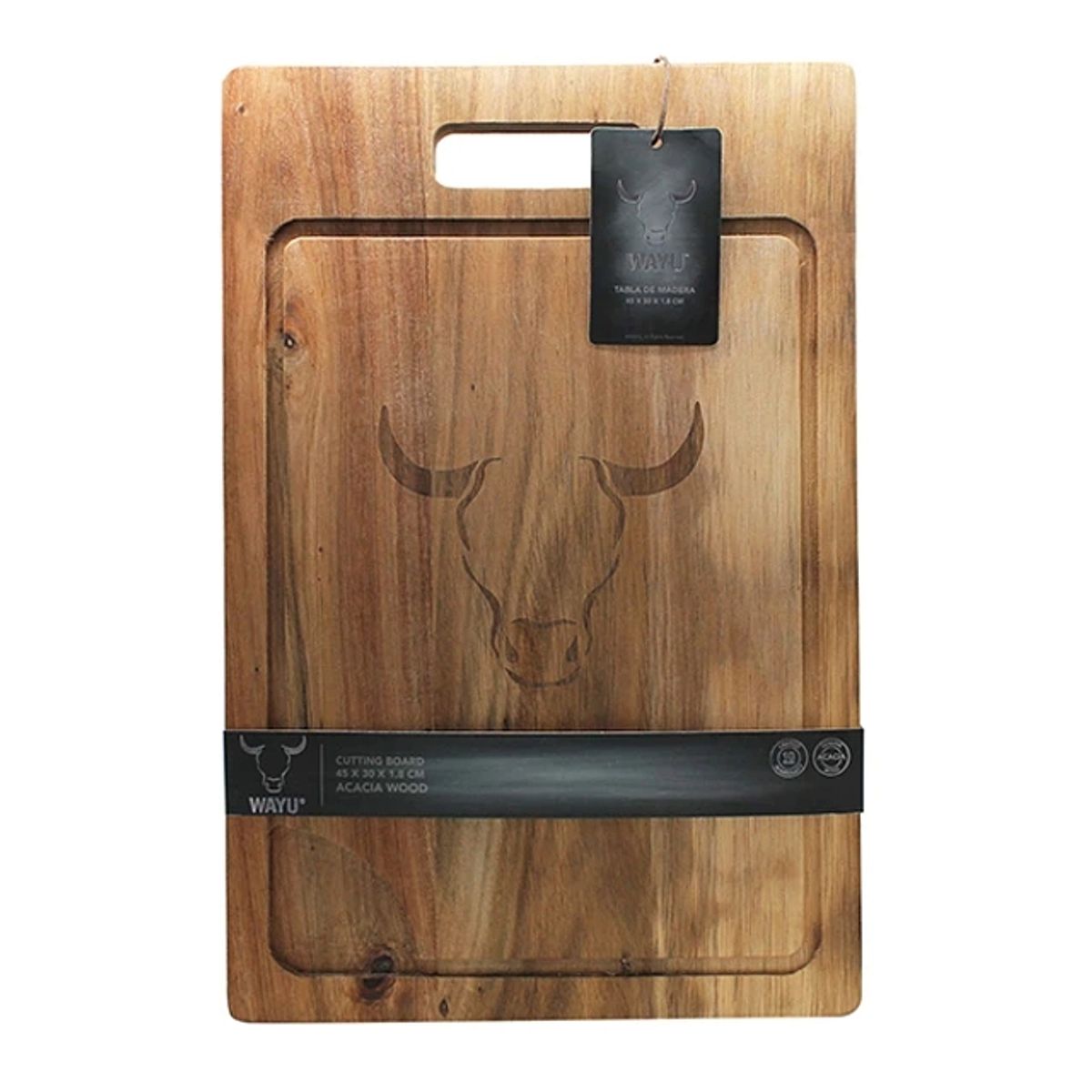 WAYU - Tabla Wayu 45x30cm Madera de Acacia Para Asados BBQ Parrilla