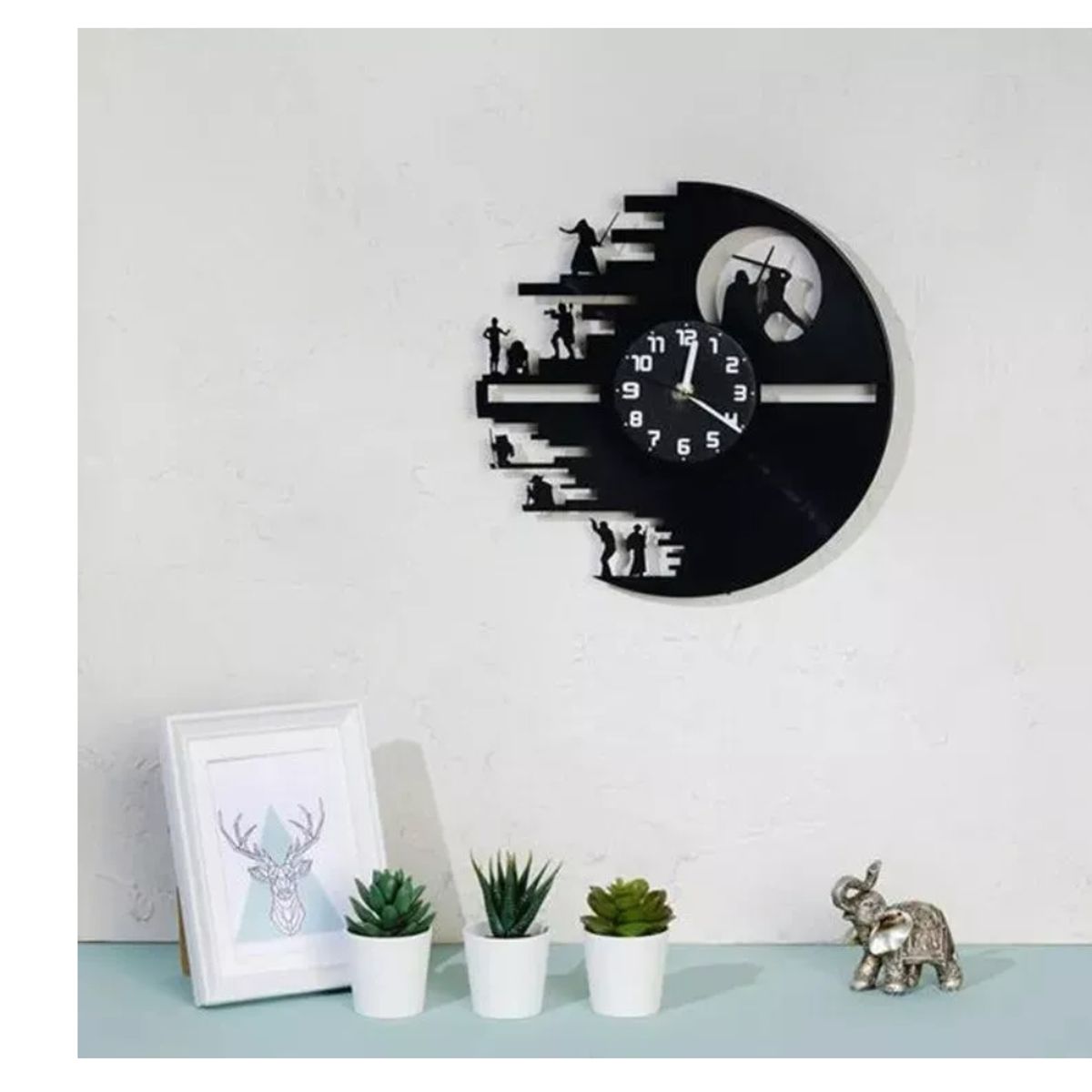 GENERICO - Reloj Pared Diseño Starwars, 7 Colores Led, Control Remoto