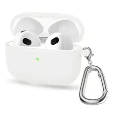 GENERICO - Funda Para AirPods Pro Silicon Rigido Con Gancho color blanco