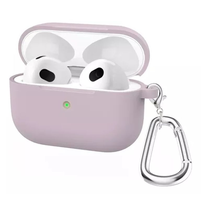 GENERICO - Funda Para AirPods Pro Silicon Rigido Con Gancho color lavanda
