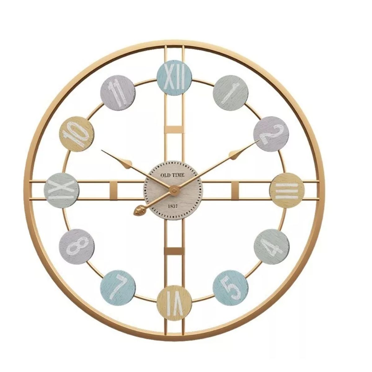Reloj Pared Dorado Con Números Multicolor, marca GENERICO - Foto Principal