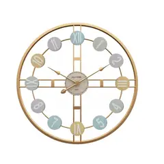 GENERICO - Reloj Pared Dorado Con Números Multicolor