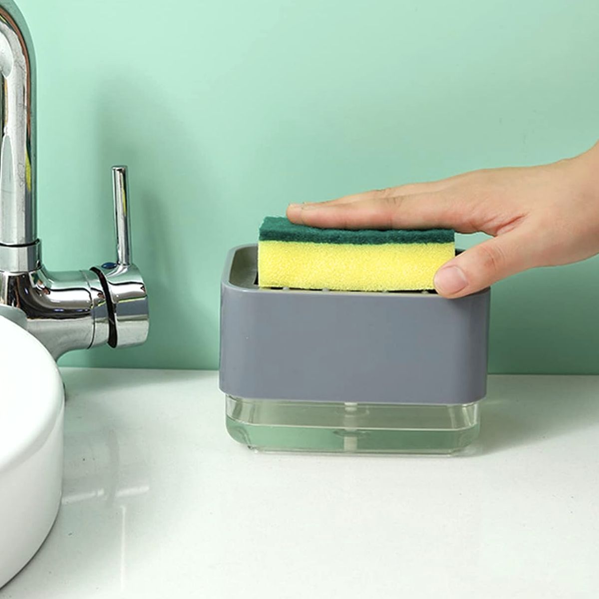 SANTU HOME & DECO - Dispensador De Lava Lozas Manual Para la Cocina Gris