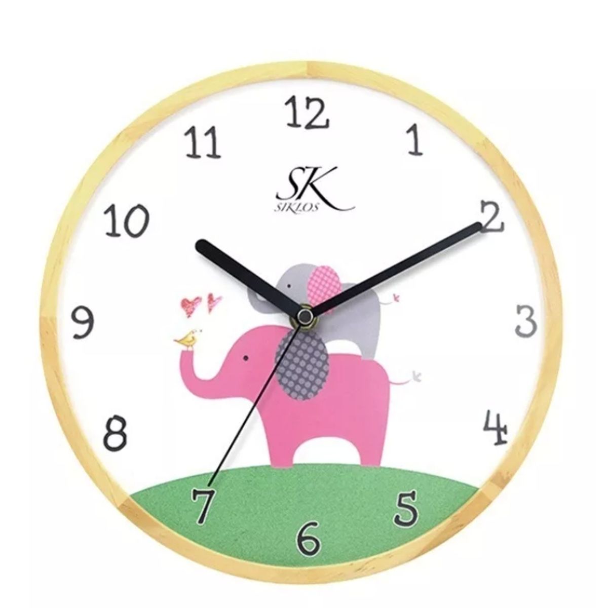 GENERICO - Reloj Pared Madera 25cm Silencioso Infantil