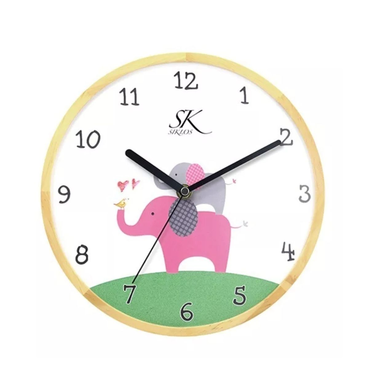GENERICO - Reloj Pared Madera 25cm Silencioso Infantil