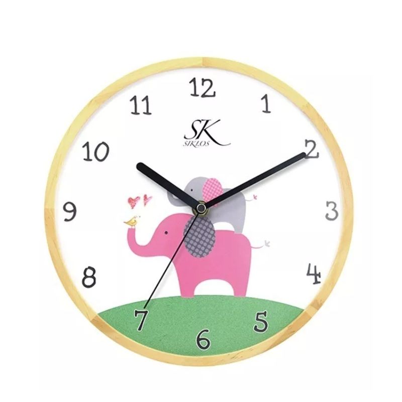 GENERICO - Reloj Pared Madera 25cm Silencioso Infantil