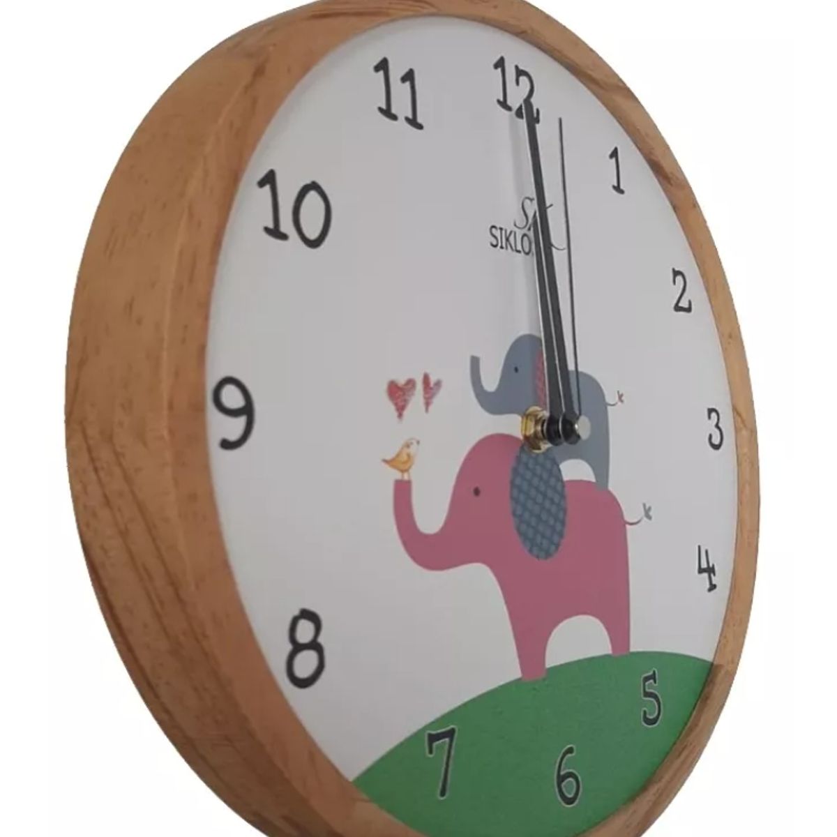 GENERICO - Reloj Pared Madera 25cm Silencioso Infantil