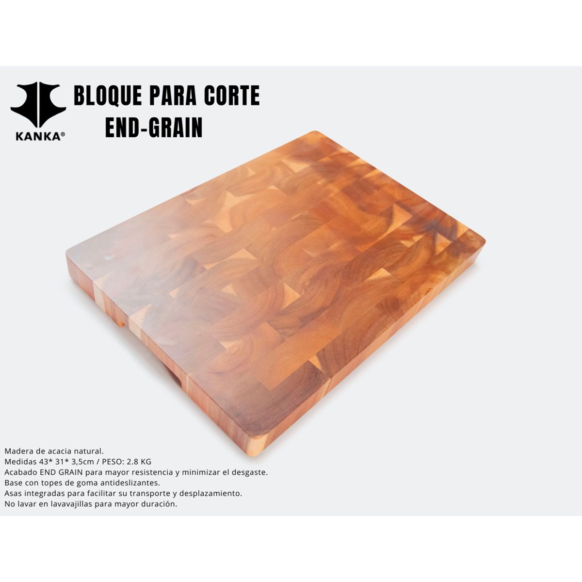 KANKA - KANKA - Tabla Cocina Cortar y Picar End-Grain 43x31 Color Marrón