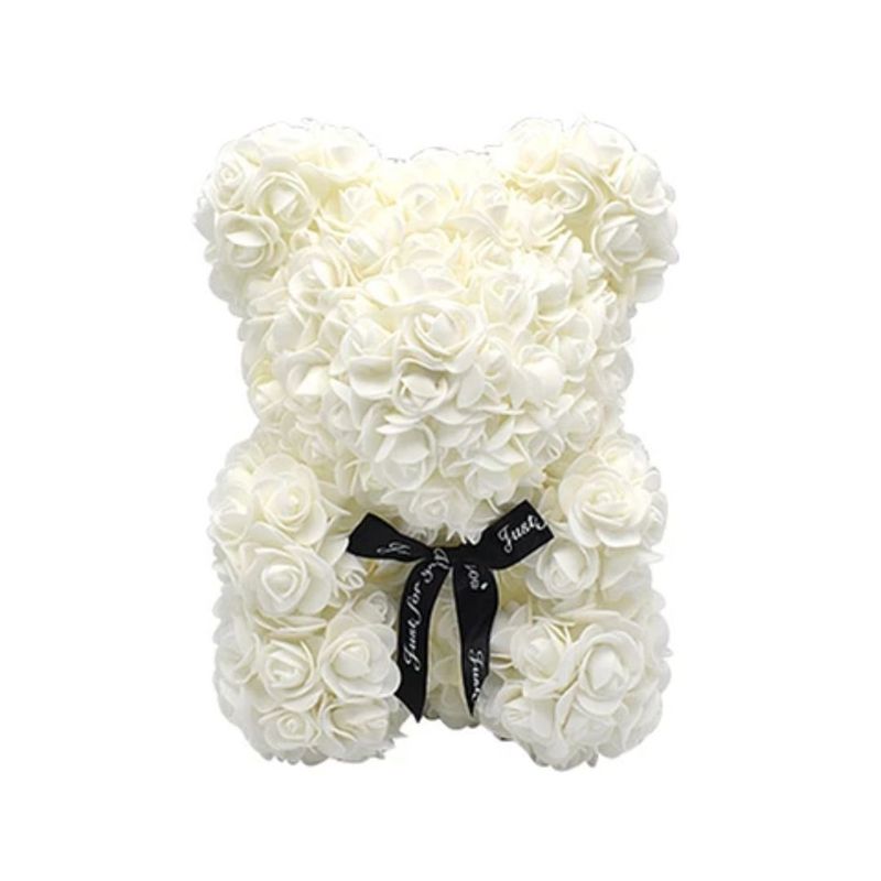 GENERICO - Oso De Rosas De Goma Eva 25cm Blanco