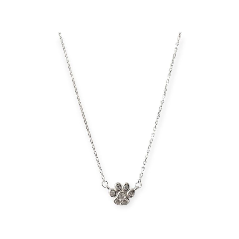 ANDREA COGGIOLA JOYAS - Collar Huella Perro Circón Plata Fina 925