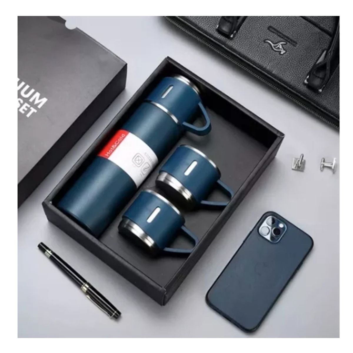 GENERICO - Set Termos Para Agua Caliente Termo Cafe + 2 Tazas 500 Ml