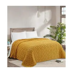 GENERICO - Frazada Texturizada Térmica 230 x 250 Cm - Amarillo