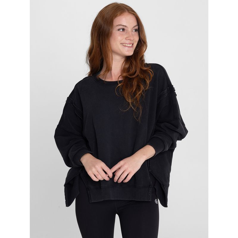BSOUL - Polerón oversize Mujer Crew Negro BSOUL