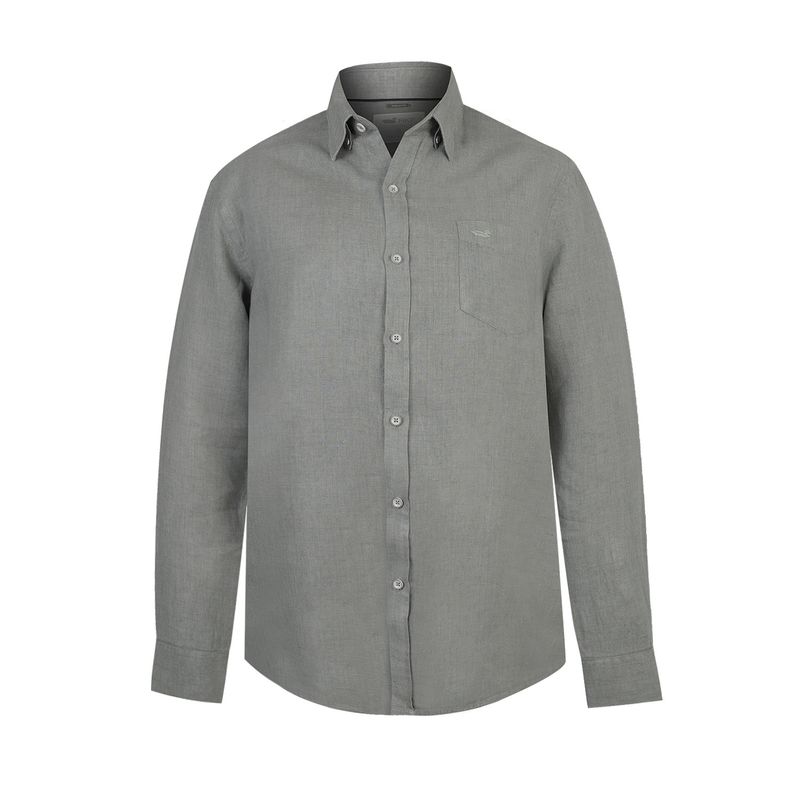 ROCKFORD - Camisa Lino Hombre Linen Verde ROCKFORD