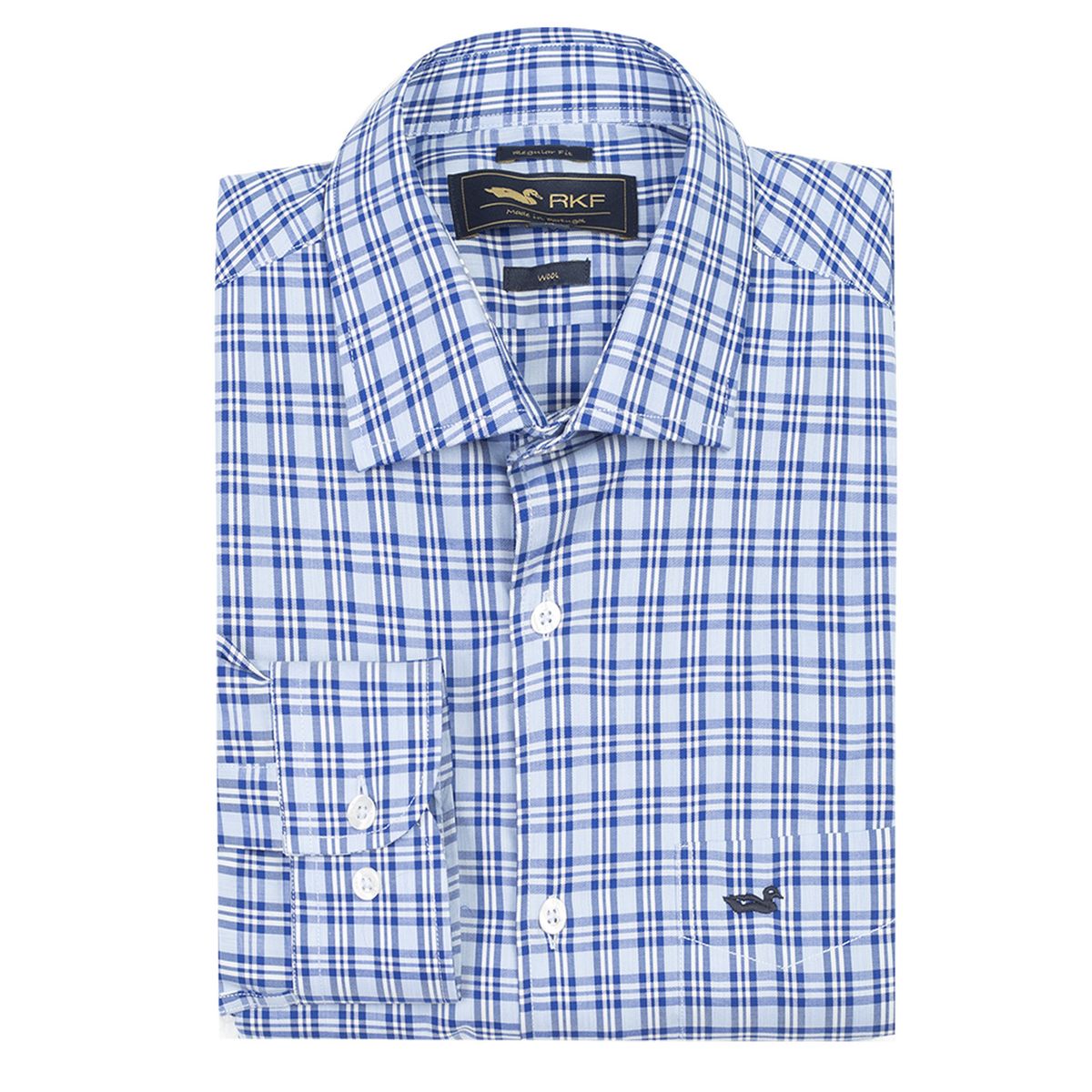 ROCKFORD - Camisa Lana Hombre Wool Azul ROCKFORD