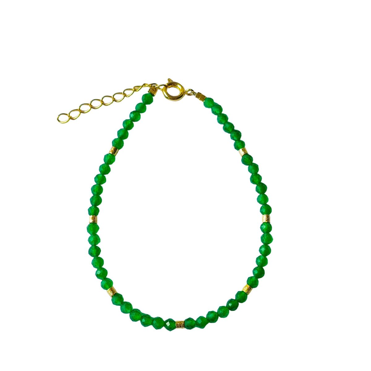 COGGIOLA - Pulsera Helen Jade Facetado Mostacillas Enchapadas Oro 18K