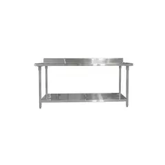 IMAHE - MESÓN CON RESPALDO ACERO INOX 200 X 70 X 85