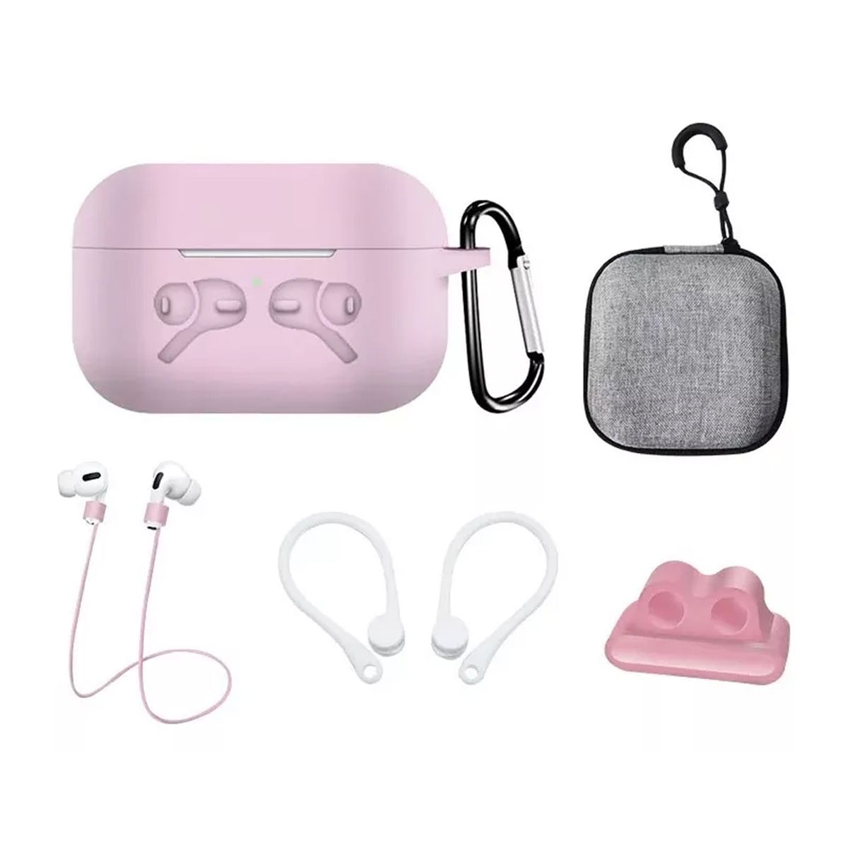GENERICO - Carcasa Funda Estuche Para AirPods Pro / Kit 6 Accesorios