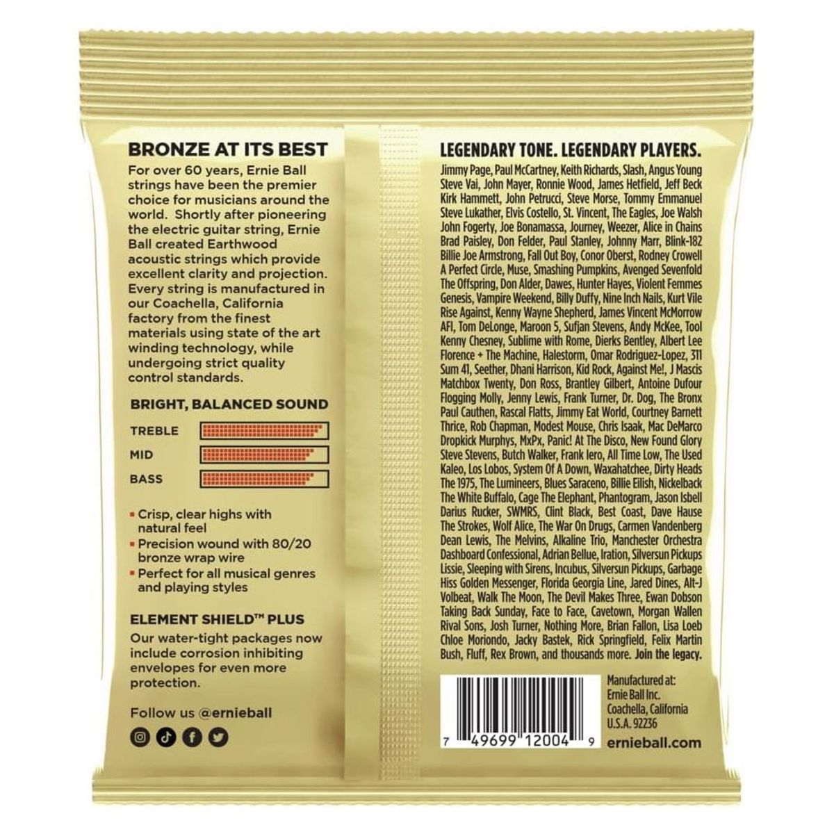 ERNIE BALL - Cuerdas Guitarra Acústica Ernie Ball Earthwood P02004 -11-52