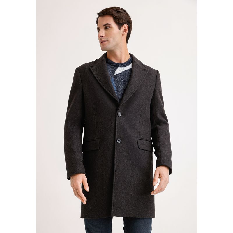 PERRY ELLIS - Abrigo Hombre Lana Twill Marengo Perry Ellis