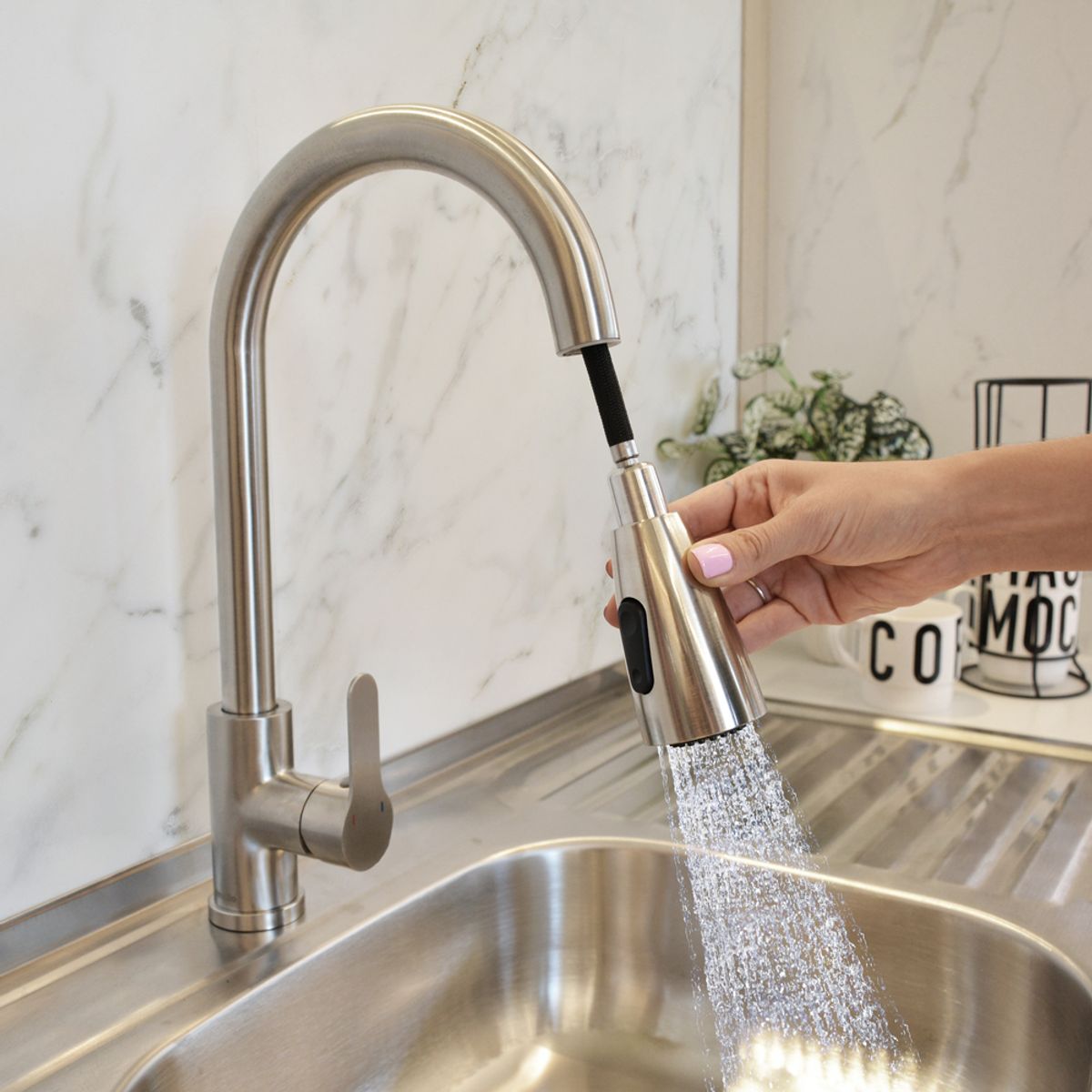 STRETTO - Monomando Lavaplatos Extraíble Veletri Inox Satinado