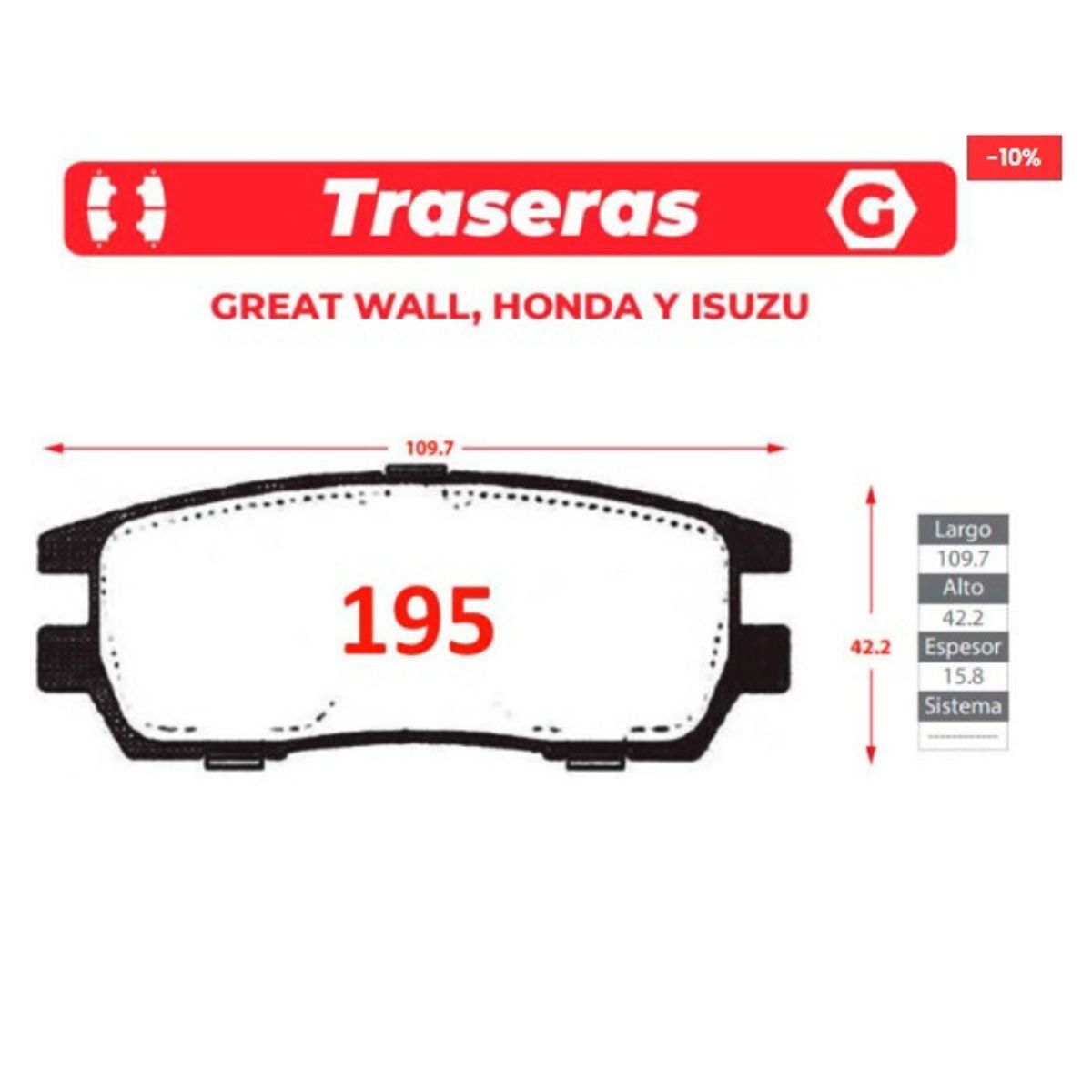 GENERICO - Pastilla de Freno - Gtx Premium plus