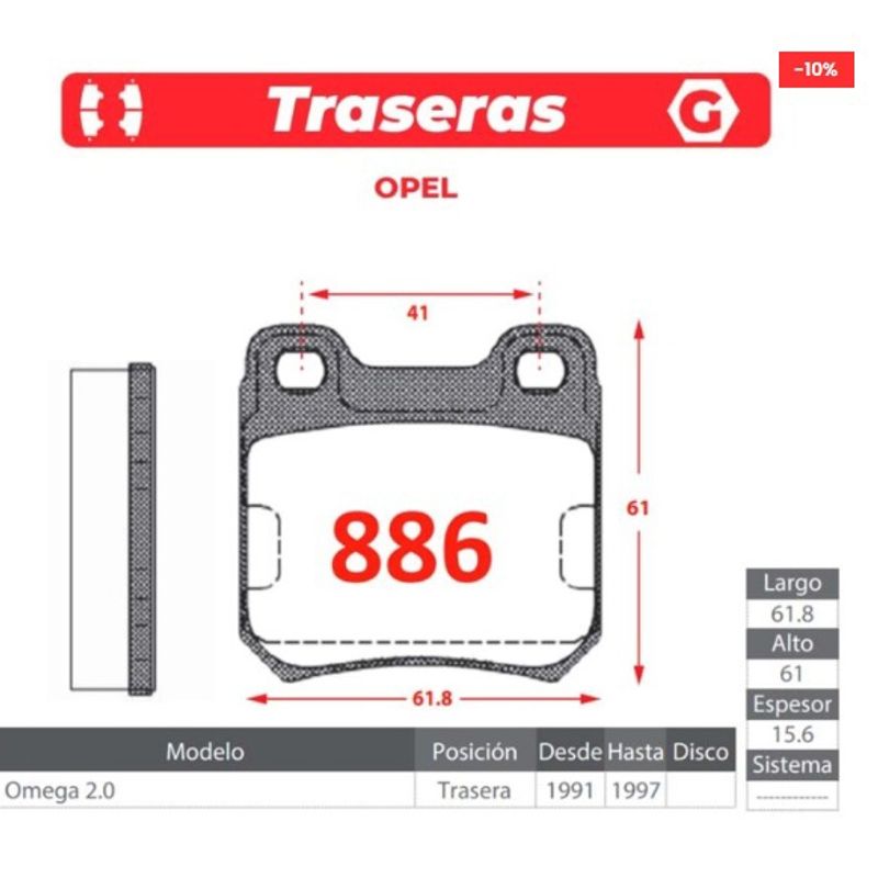 GENERICO - Pastilla de Freno - Opel Omega - Gtx Premium plus