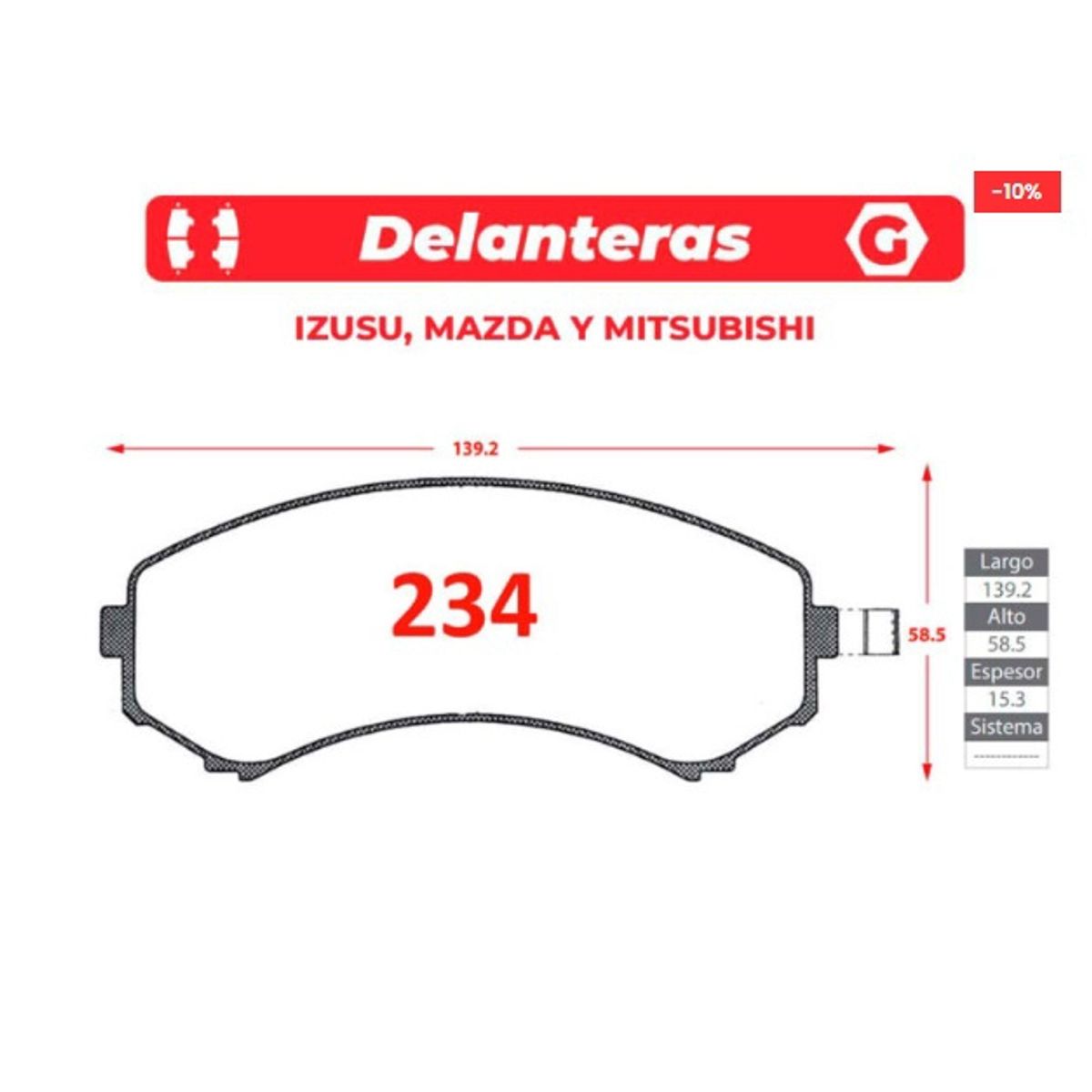 GENERICO - Pastilla de Freno - Gtx Premium plus