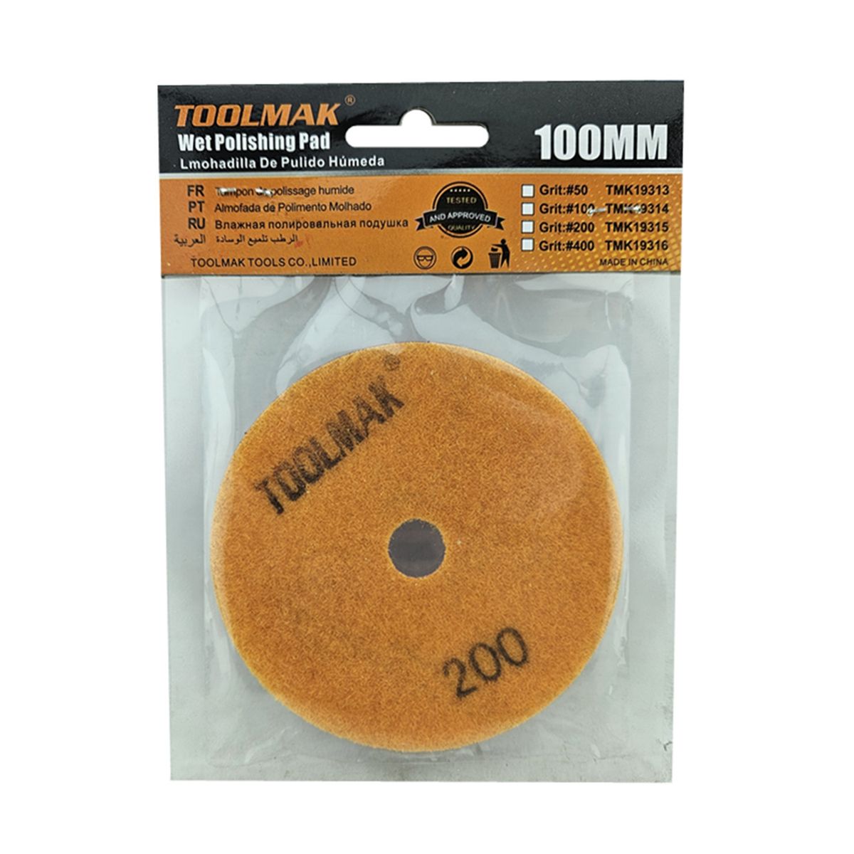 GENERICO - Disco Lija P Pulir Marmol Granito 4 Pulgadas Tmk Grano 200