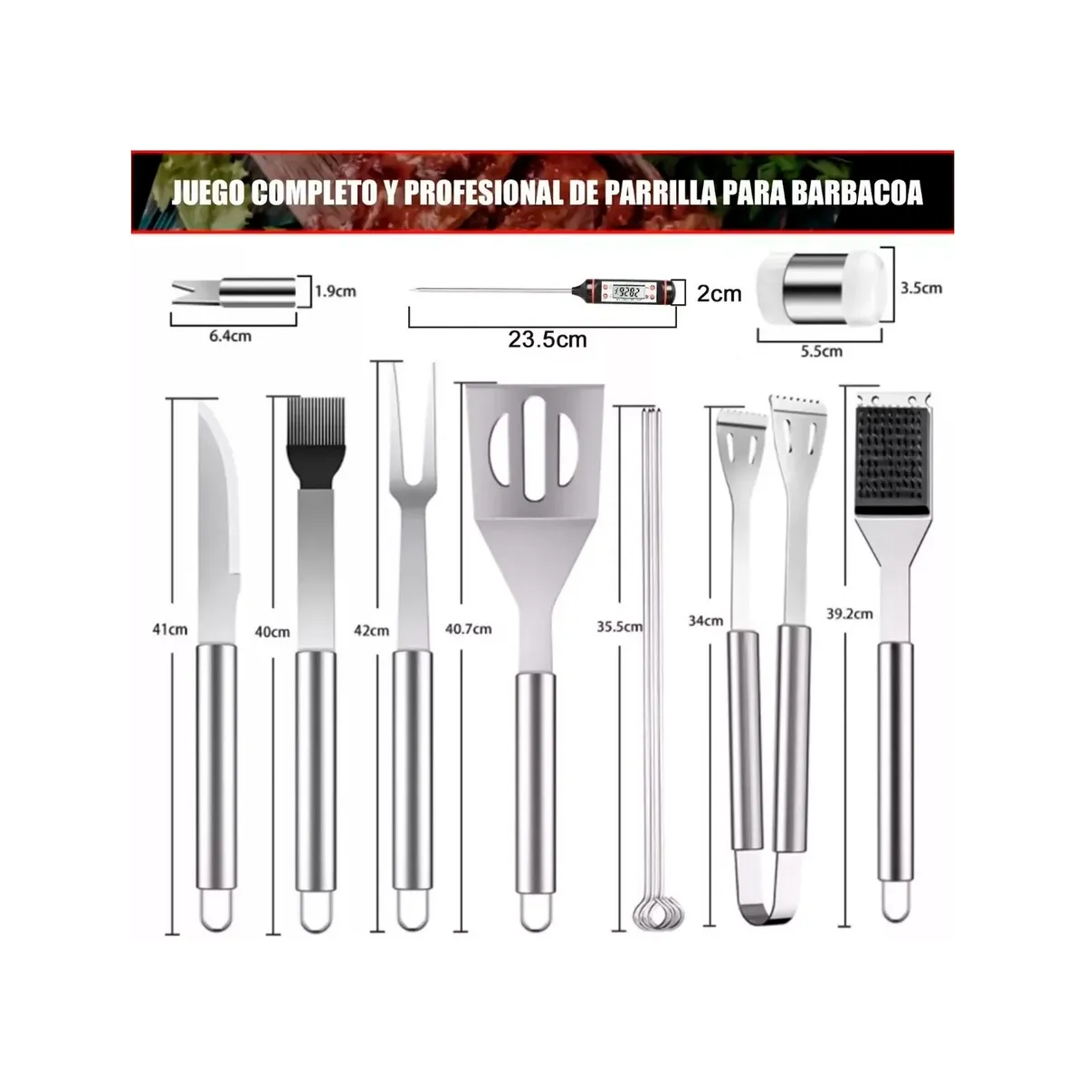 GENERICO - Juego De Utensilios De Acero Inox Para La Parrilla 25 Uds