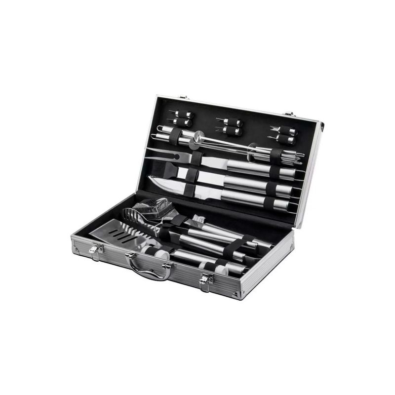 GENERICO - Set Parrillero Asado Barbacoa 18 Pcs En Maleta Kit Parrilla