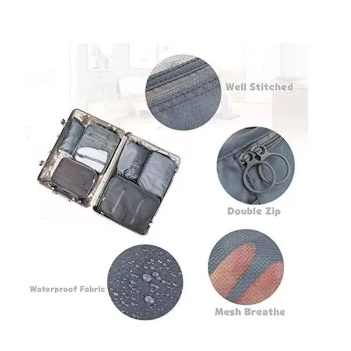 GENERICO - Set 11 Organizadores De Equipaje De Viaje Bolsa Impermeable Gris