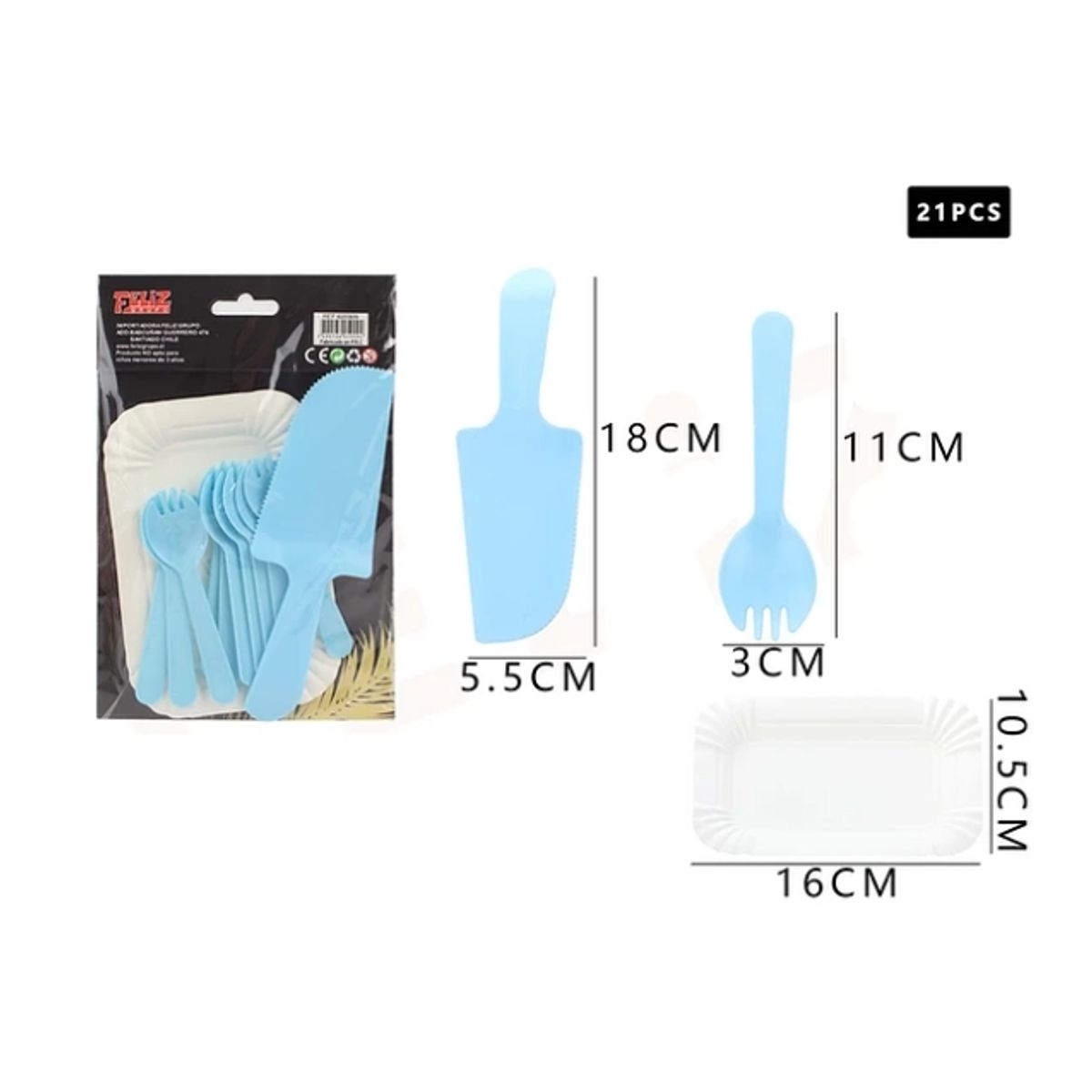 GENERICO - Juego De Cubiertos Celeste 21 Pcs