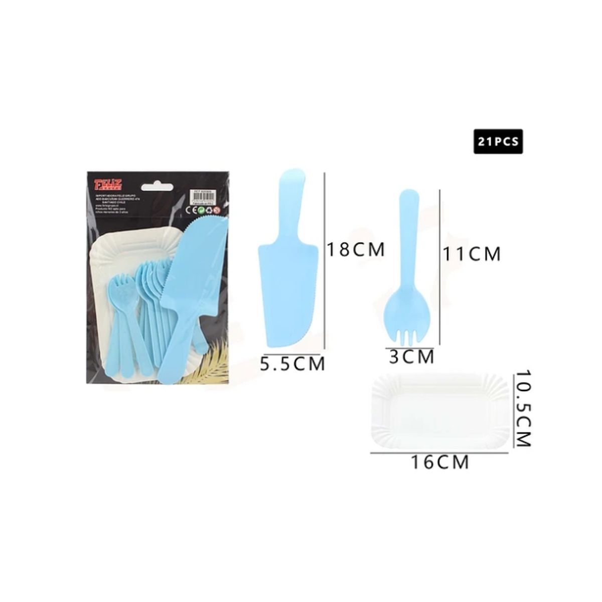 GENERICO - Juego De Cubiertos Celeste 21 Pcs