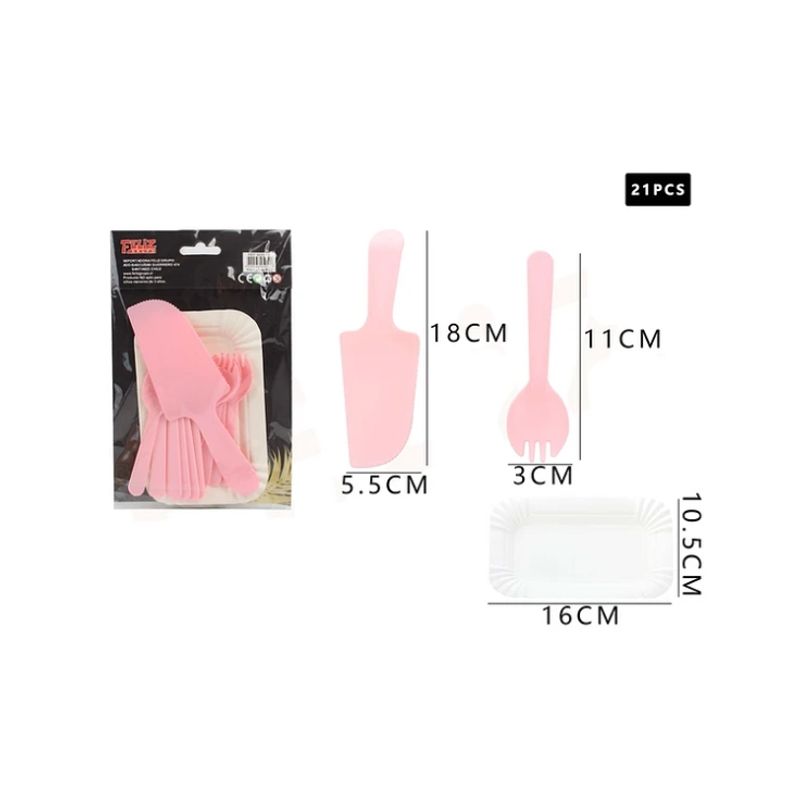 GENERICO - Juego De Cubiertos Rosa 21 Pcs