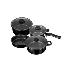 GENERICO - Juego De Ollas Mas Utensilios 7 Pcs Ollas Negras