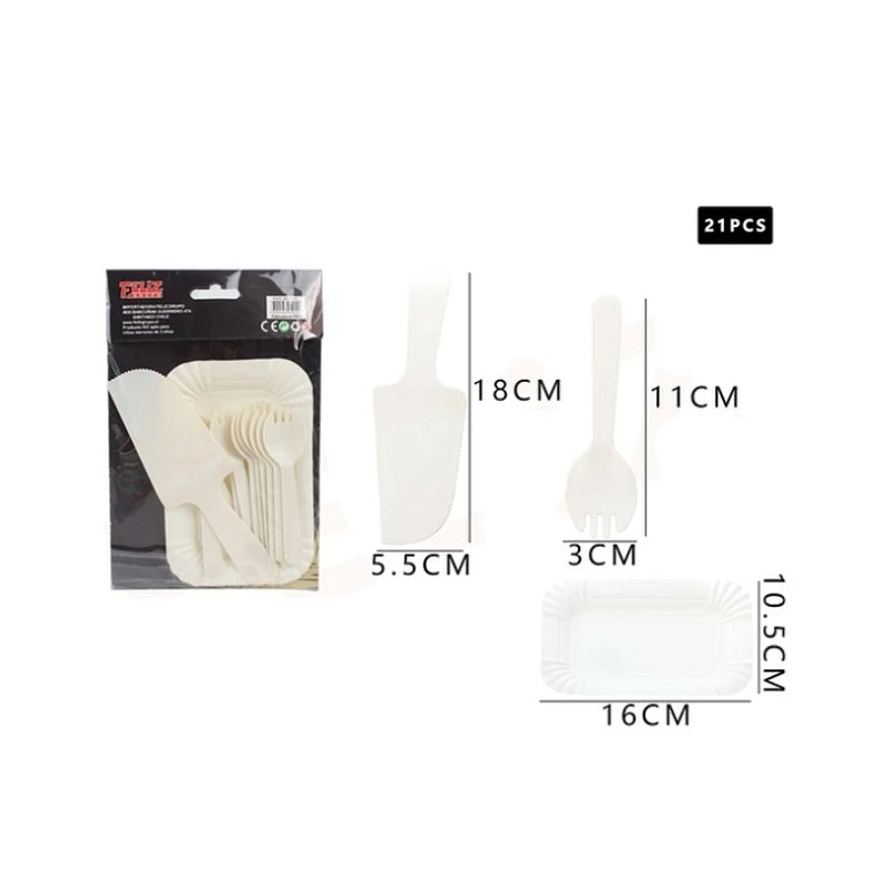 GENERICO - Juego De Cubiertos Blanco 21 Pcs