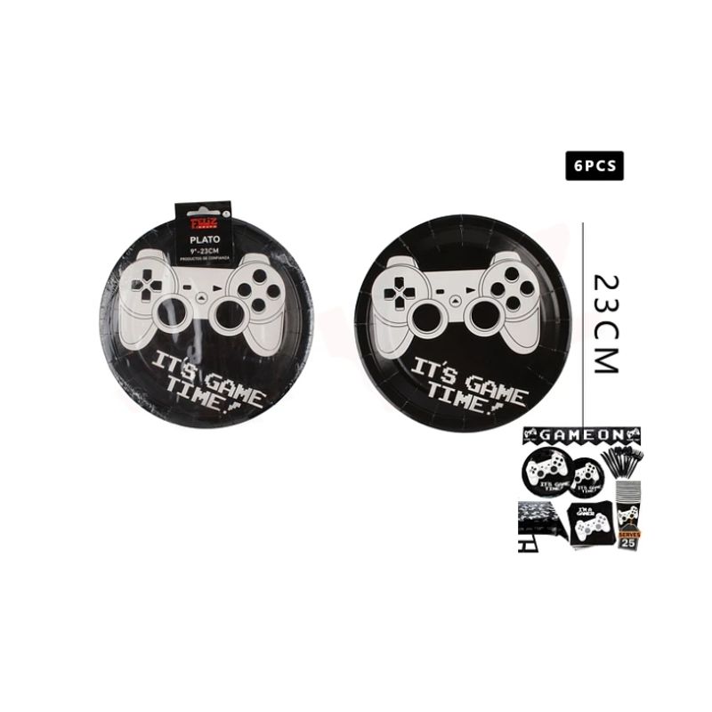 GENERICO - Plato De Cartón Diseño Gamer 23 Cm