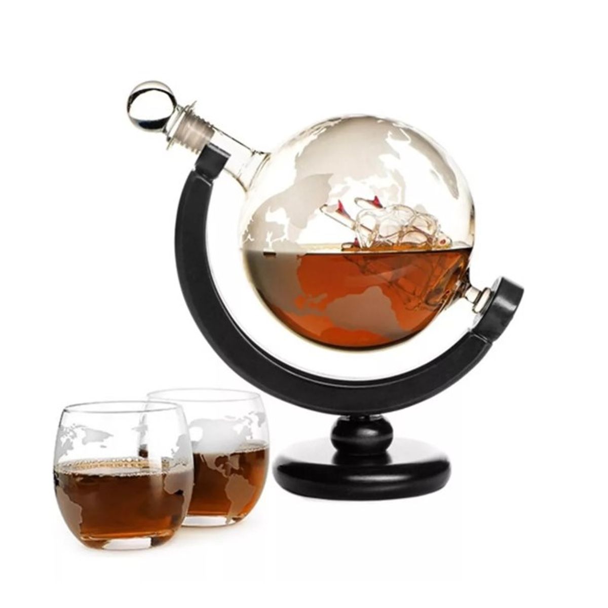 GENERICO - Juego Decantador De Whisky 850 Ml Y 2 Vasos De Vidrio 450 Ml