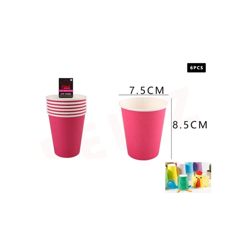 GENERICO - Vaso Fucsia De Carton 6Pcs