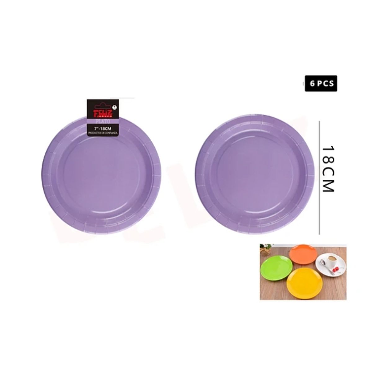 GENERICO - Plato De Cartón Redondo Violeta 18Cm