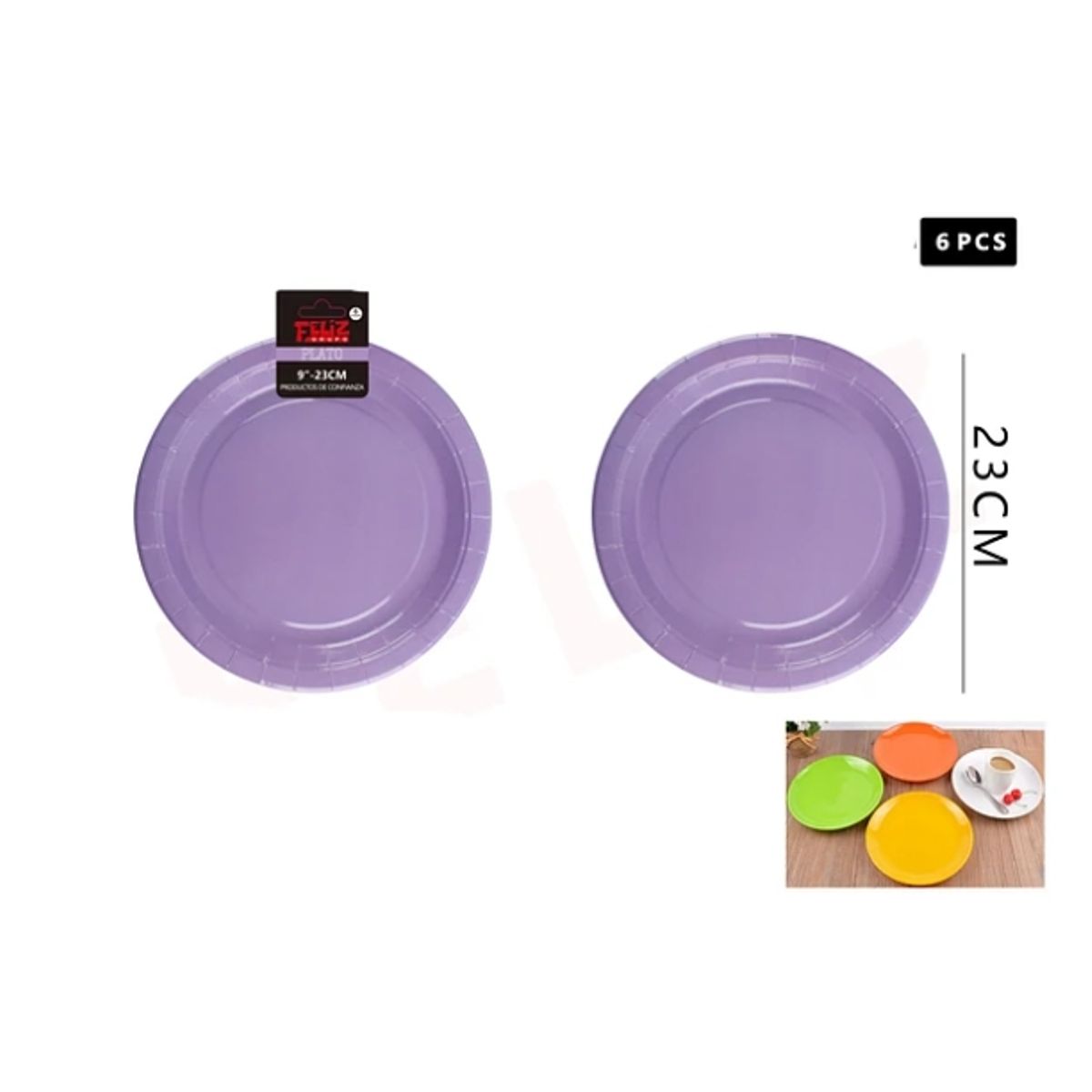 GENERICO - Plato De Cartón Redondo Morado 23Cm