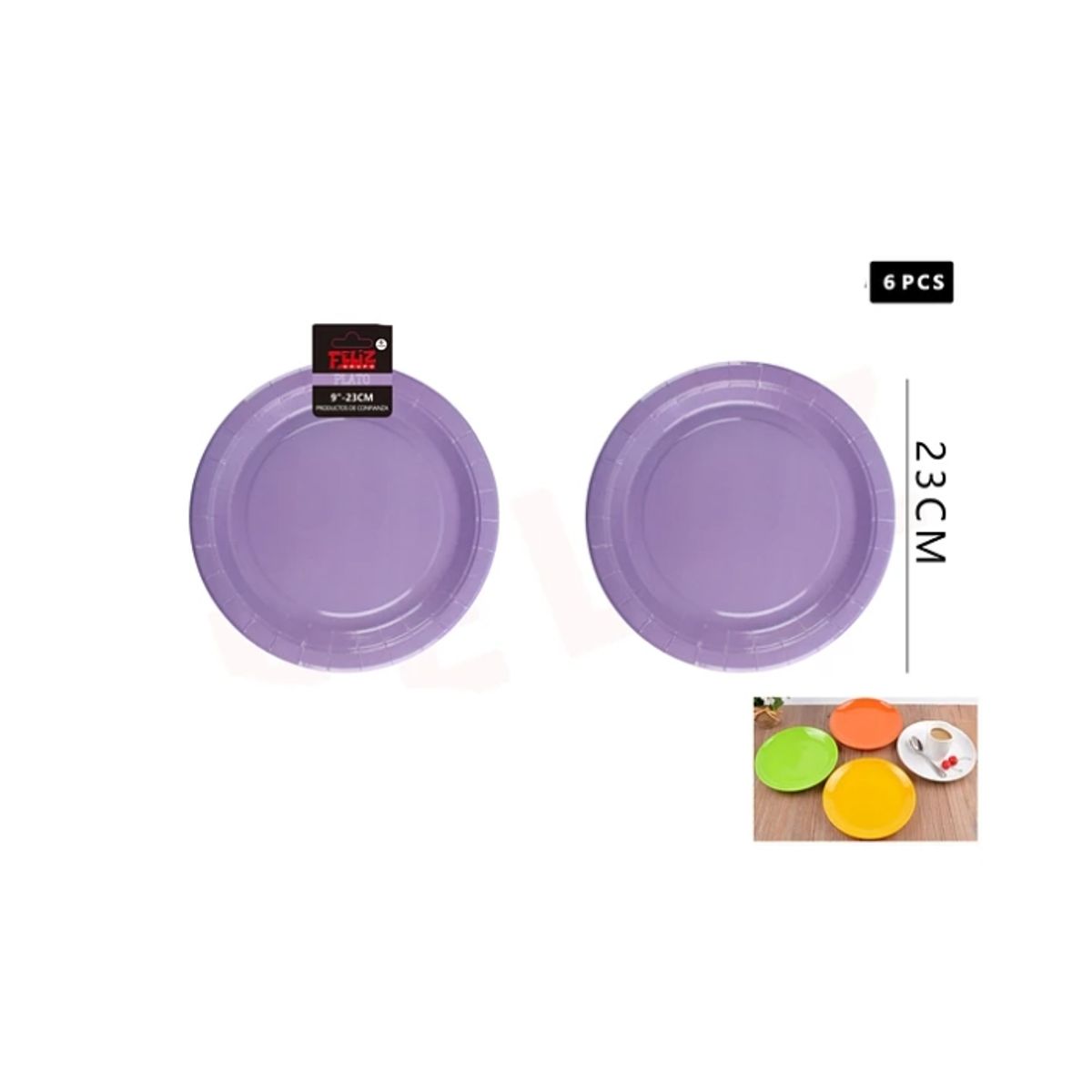 GENERICO - Plato De Cartón Redondo Morado 23Cm