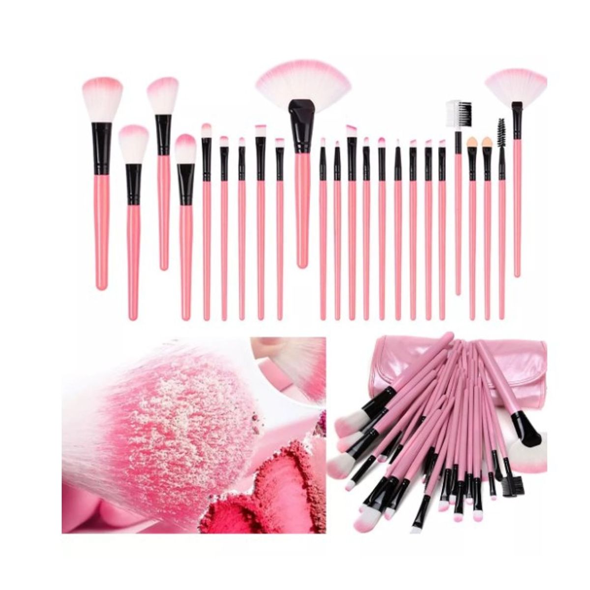 GENERICO - Set 24 Brochas Maquillaje Profesional Fibra Artificial
