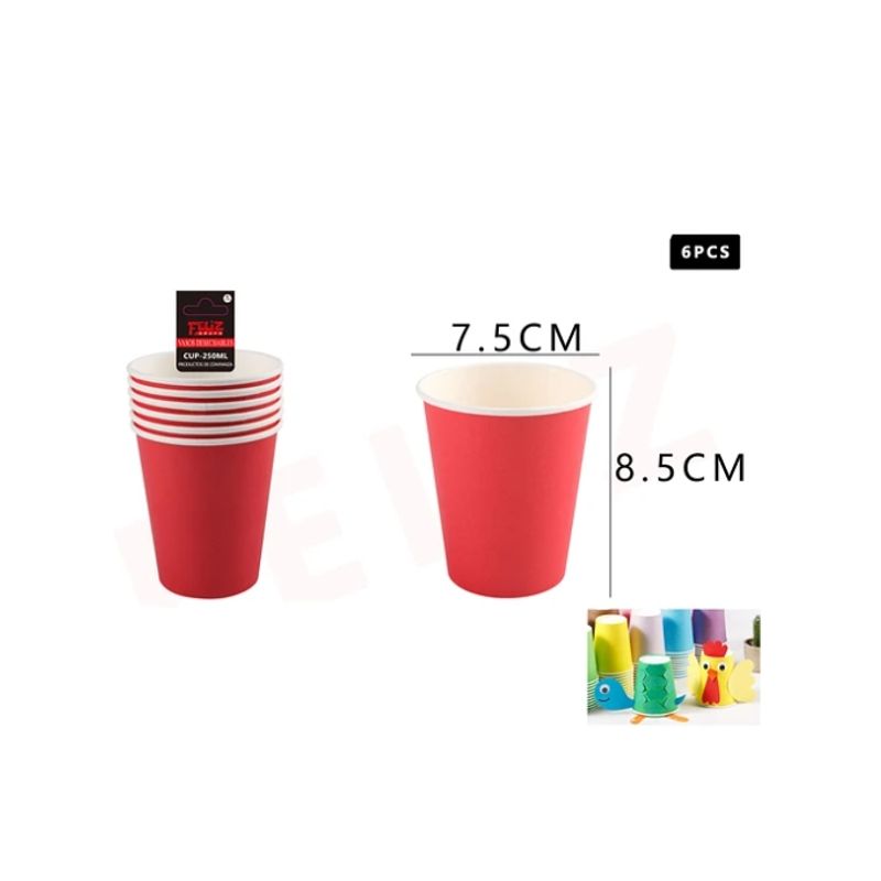 GENERICO - Vasos Rojos De Carton 6Pcs