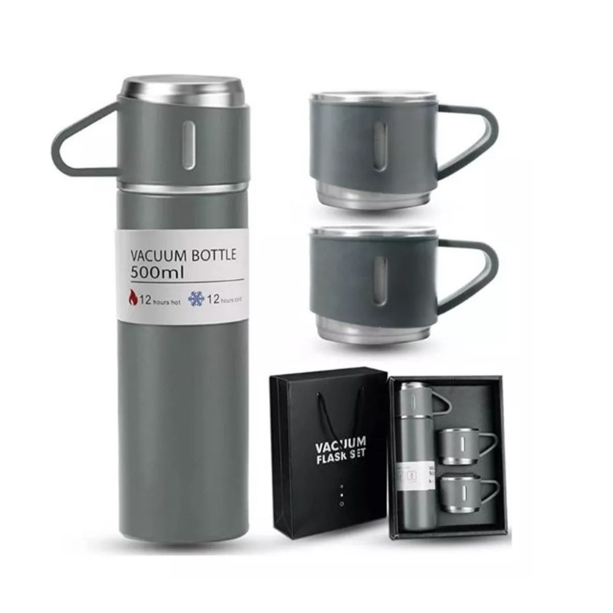 GENERICO - Set Termos Para Agua Caliente Termo Cafe + 2 Tazas 500 Ml