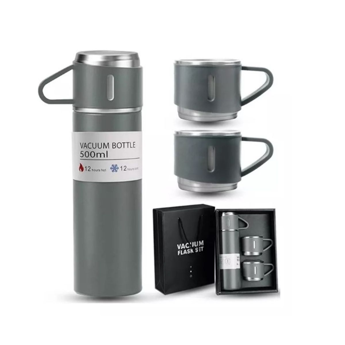 GENERICO - Set Termos Para Agua Caliente Termo Cafe + 2 Tazas 500 Ml