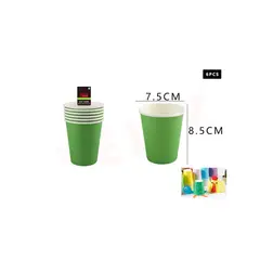 GENERICO - Vaso Verde De Carton 6Pcs